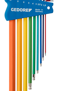H 42 CKEL-09 Set inbusa sa obostranom loptastom glavom  kodirani u boji, 1.5-10mm, 9 del
